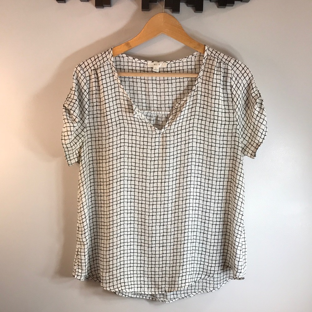 Mine Monochrome Checkered Blouse